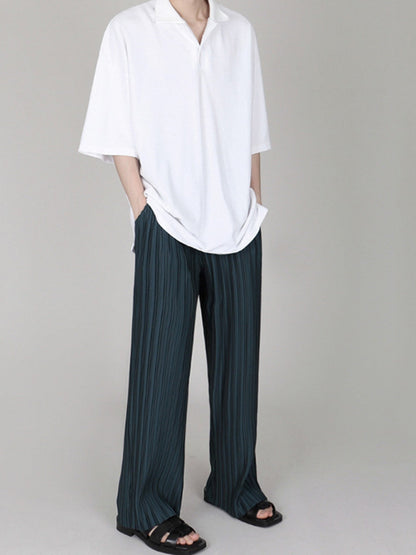 Ice Silk Loose Pleated Drape Wide-leg Pants