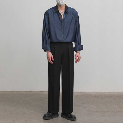 Loose Solid Color Drape Non-iron Shirt