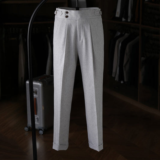 Paris Buckle Straight High Waist Drape Trousers