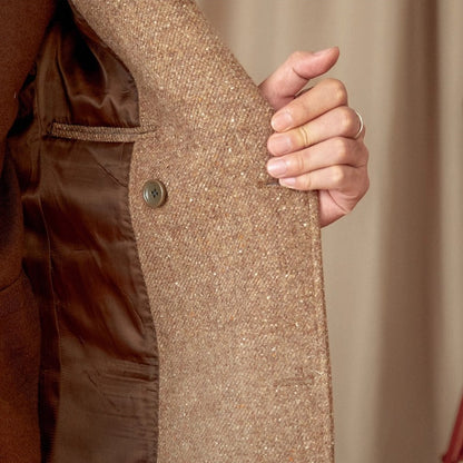 Wool-Silk Blend Tweed Coat