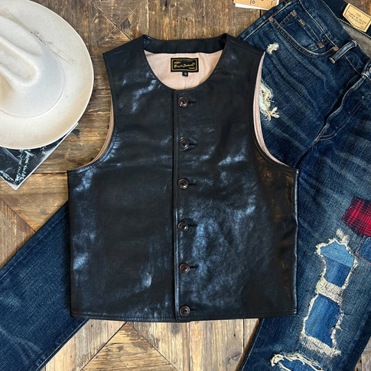 Men's Vegetable Tanned Cowhide Round Neck Leather Vest