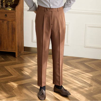 Retro Elastic Waist Non-iron Business Slim Fit Trousers