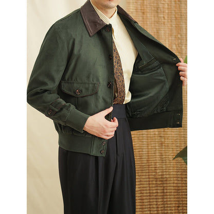 Suede Lapel Slim Windproof Cargo Jacket