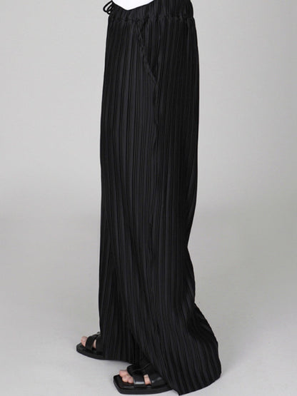 Ice Silk Loose Pleated Drape Wide-leg Pants