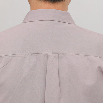 Solid Color Pointed Collar Casual Cotton Shirt