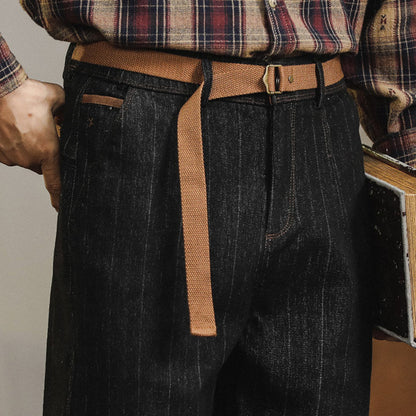 Loose Fit Washed Tapered Stripe Jeans