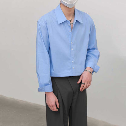 Loose Casual Lapel Pinstripe Shirt