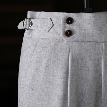 Paris Buckle Straight High Waist Drape Trousers