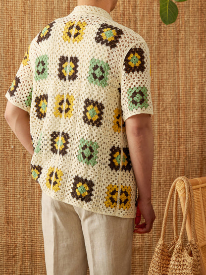 Knitted Cuban Collar Beach Casual Loose Cardigan