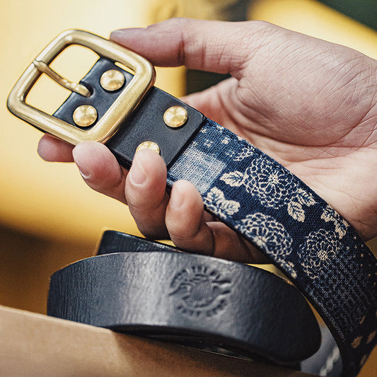 Work Print Pin Buckle Vintage Belt
