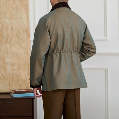 British Vintage Gradient Twill Gabardine Cotton Blend Waterproof Jacket