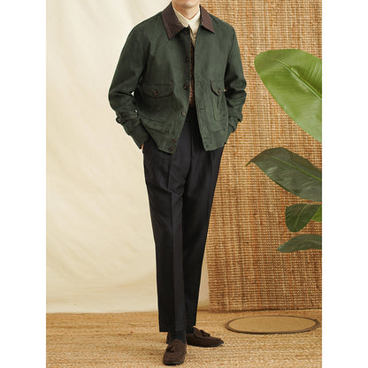 Suede Lapel Slim Windproof Cargo Jacket