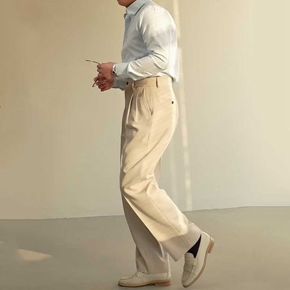 High Waist Straight No Ironing Wide Leg Trousers