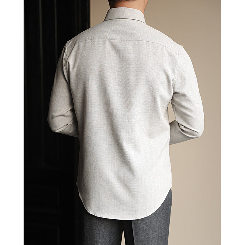 Slim-fit Peak Collar Plaid Shirt