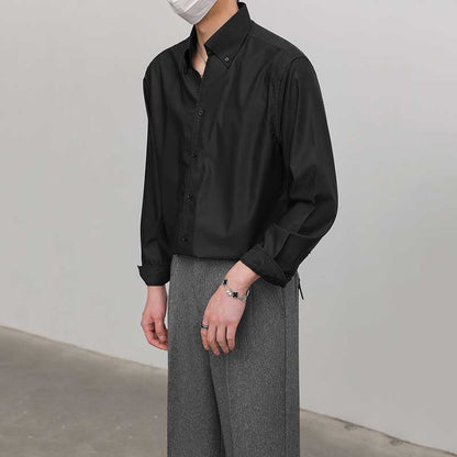 Slim Fit Solid Color Pointed Collar Shirt
