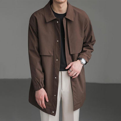 Men's Loose Lapel Mid-length Casual Jacket