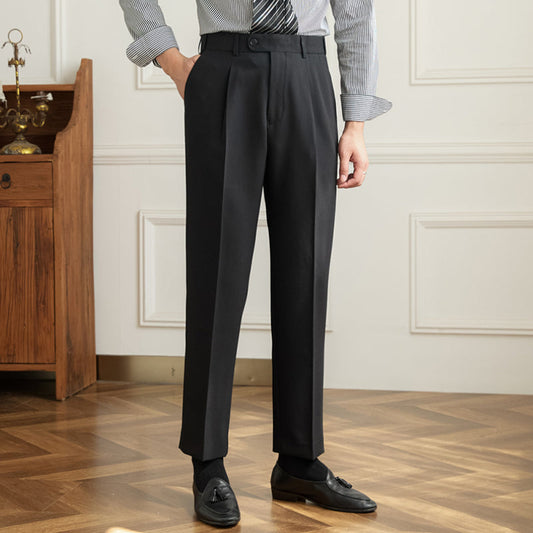 Retro Elastic Waist Non-iron Business Slim Fit Trousers