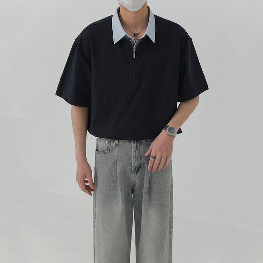 Patchwork Fake Two-piece POLO Shirt