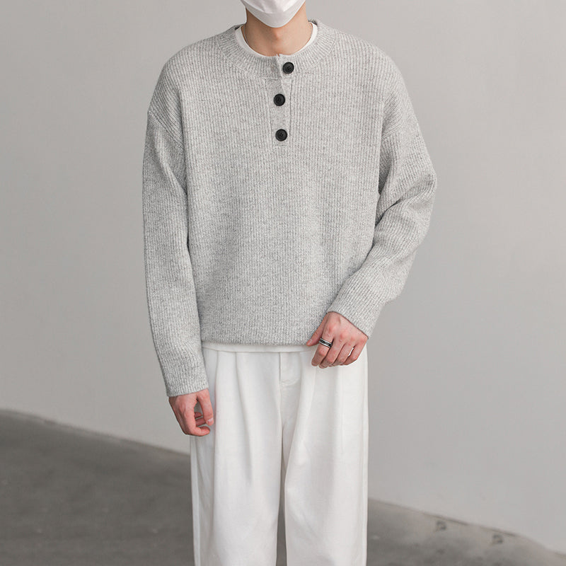 Pullover Henley Neck Base Knit Cardigan