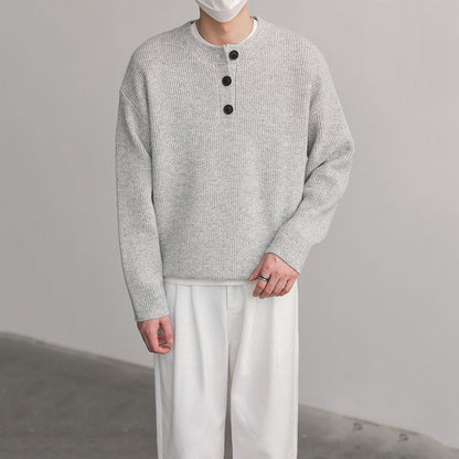 Pullover Henley Neck Base Knit Cardigan