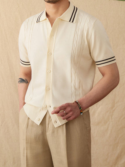 Italian Lapel Cotton Casual Knitted POLO Shirt