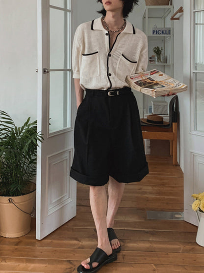 Loose Lapel Breathable Knitted Cardigan T-shirt