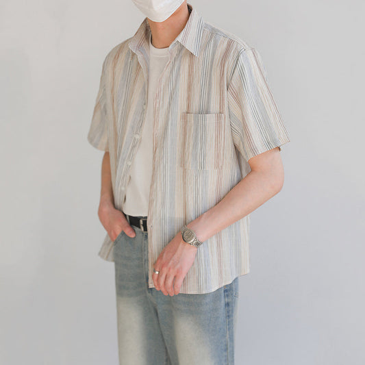 Loose Striped Floral Shirt