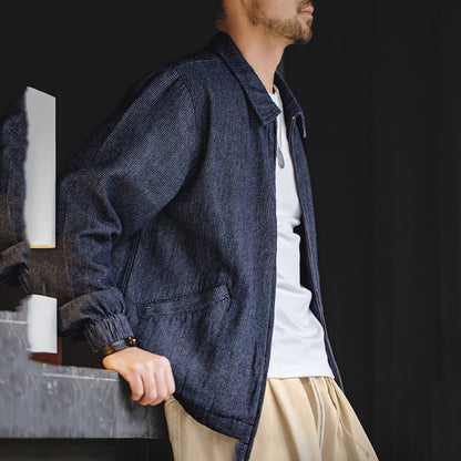 Men's Retro Loose Lapel Casual Denim Jacket
