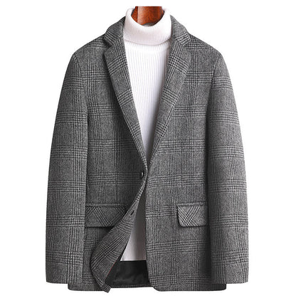 Checked Non-iron Slim-fit Wool Coat