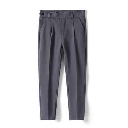 Mens Casual Slim Straight Suit Trousers