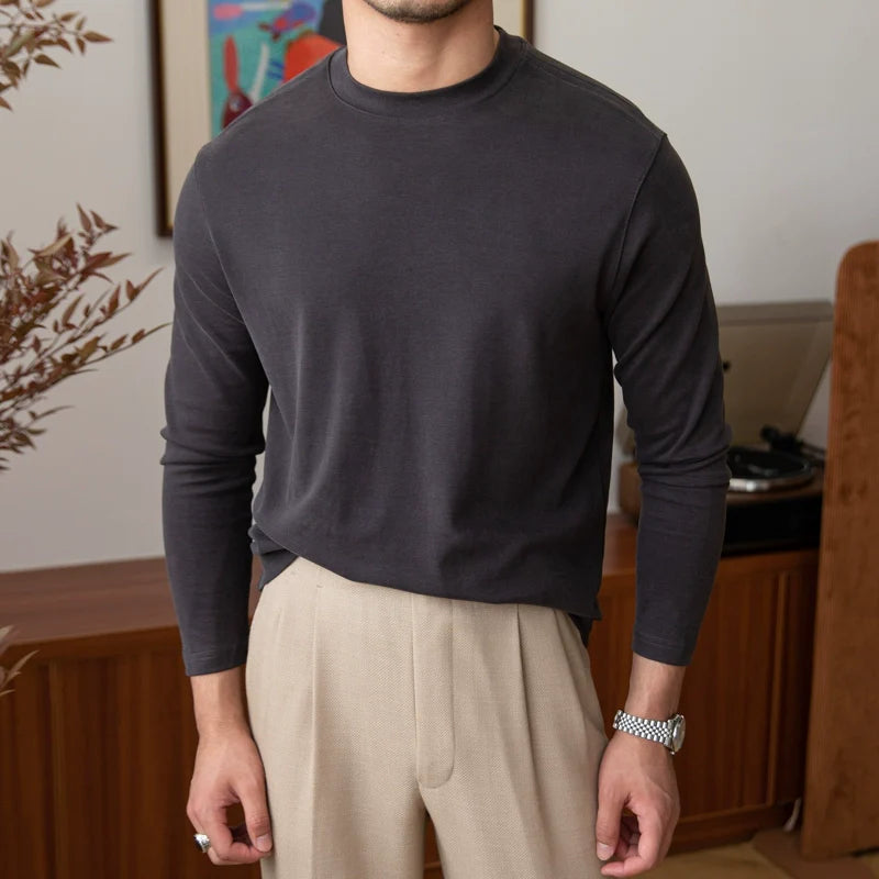 Men's Retro Casual Round Neck Long Sleeve Top