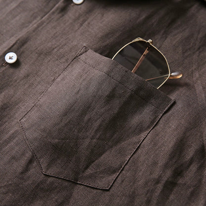 Breathable Loose Cuban Collar Linen Casual Shirt