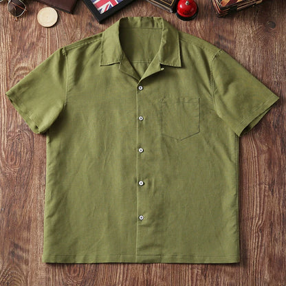 Breathable Loose Cuban Collar Linen Casual Shirt