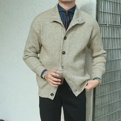 Men's Single-breasted Stand Collar Knitted Jacket