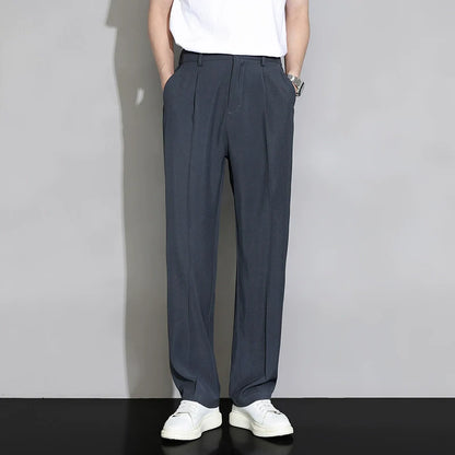 Men's Loose Straight Wide Leg Casual Ice Silk Trousers