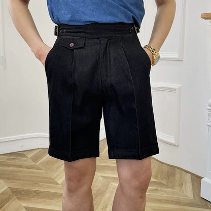 Mens Retro Breathable High Waist Casual Shorts