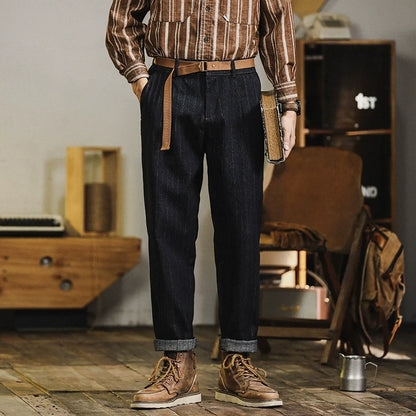 Loose Fit Washed Tapered Stripe Jeans