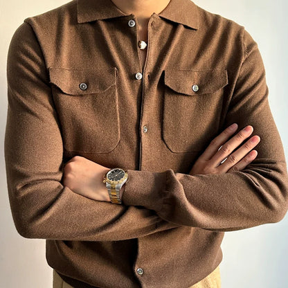 Lapel Knitted Loose Wool Cardigan