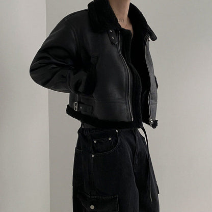 Loose-fitting Sherpa Suede Jacket