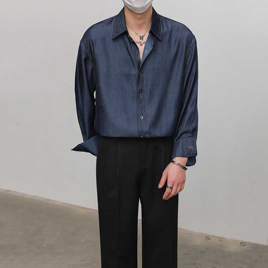 Loose Solid Color Drape Non-iron Shirt