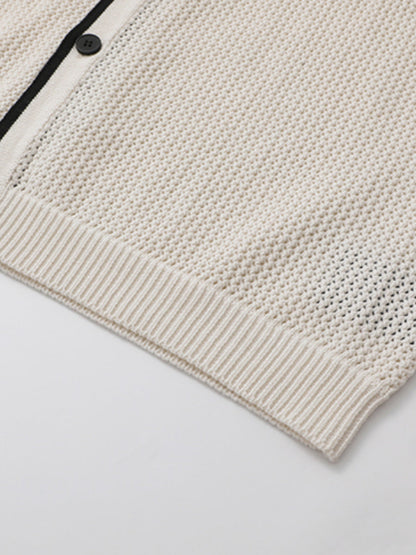 Loose Lapel Breathable Knitted Cardigan T-shirt