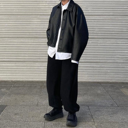 Retro Short Silhouette Leather Jacket