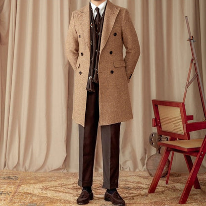 Wool-Silk Blend Tweed Coat