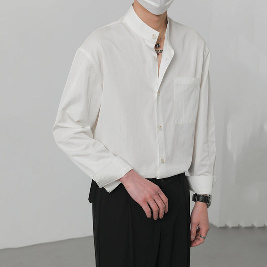 Stand Collar Long Sleeve Casual Shirt