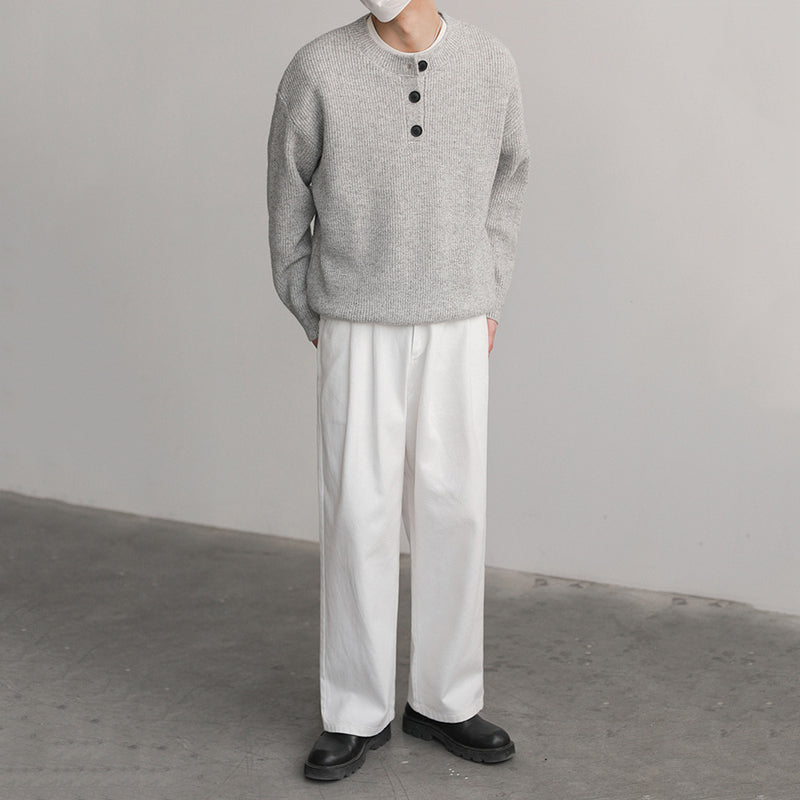 Pullover Henley Neck Base Knit Cardigan