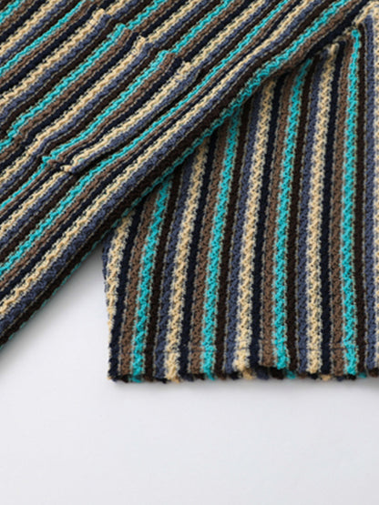 Striped Loose Casual Cuban Collar Shirt