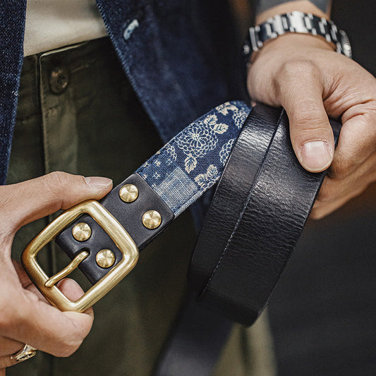 Work Print Pin Buckle Vintage Belt