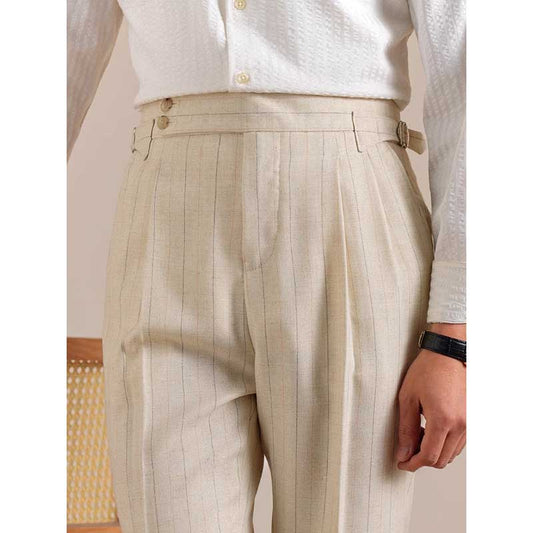 Italian Style Double Button Striped Suit Trousers