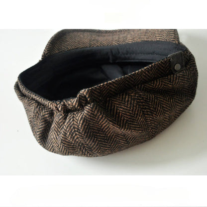 Wool Round Short Brim Octagonal Beret