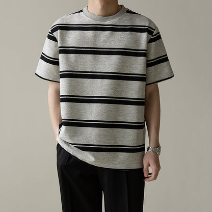 Striped Crew Neck Casual T-shirt